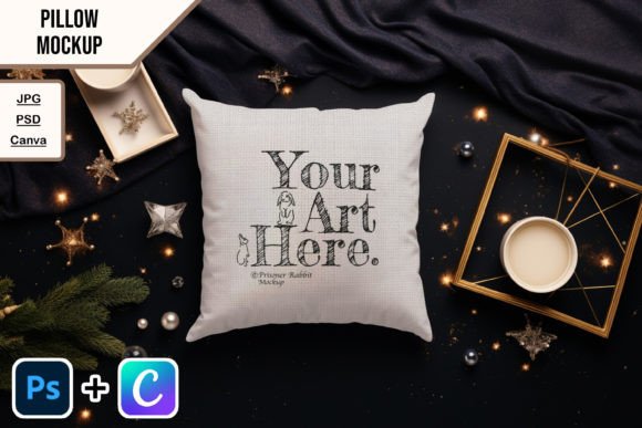 Download Canva Pillow Mockup Easy Drag and Drop - Premium Bundle
