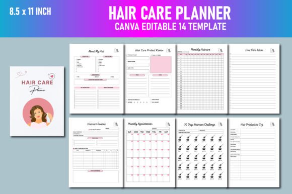 Download Hair Care Planner Canva KDP - Hair care Collection