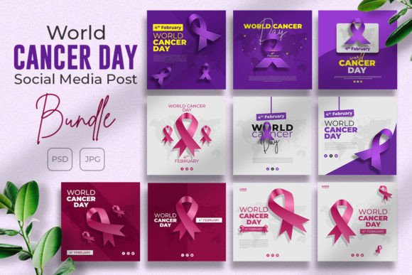 Download World Cancer Day Social Media Bundle - Media bundle Collection