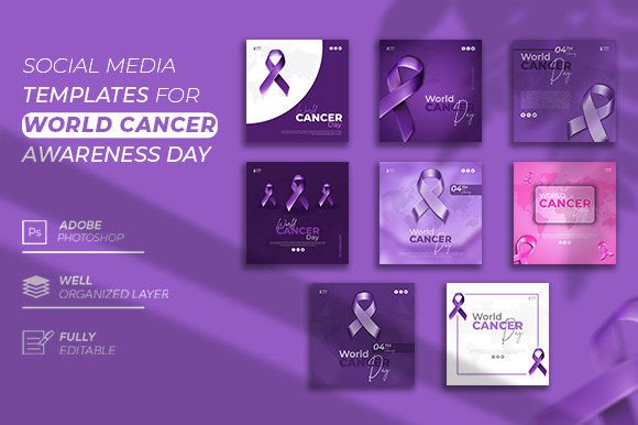Download World Cancer Day Social Media Bundle - Media bundle Collection